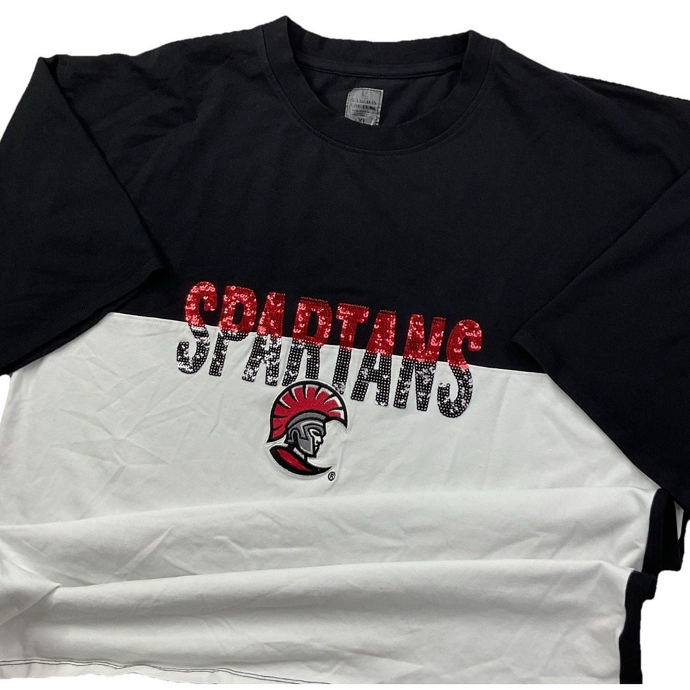 Spartans T-Shirt Women Sz XL Game Day Couture Sequins Bling Female Founded Tee